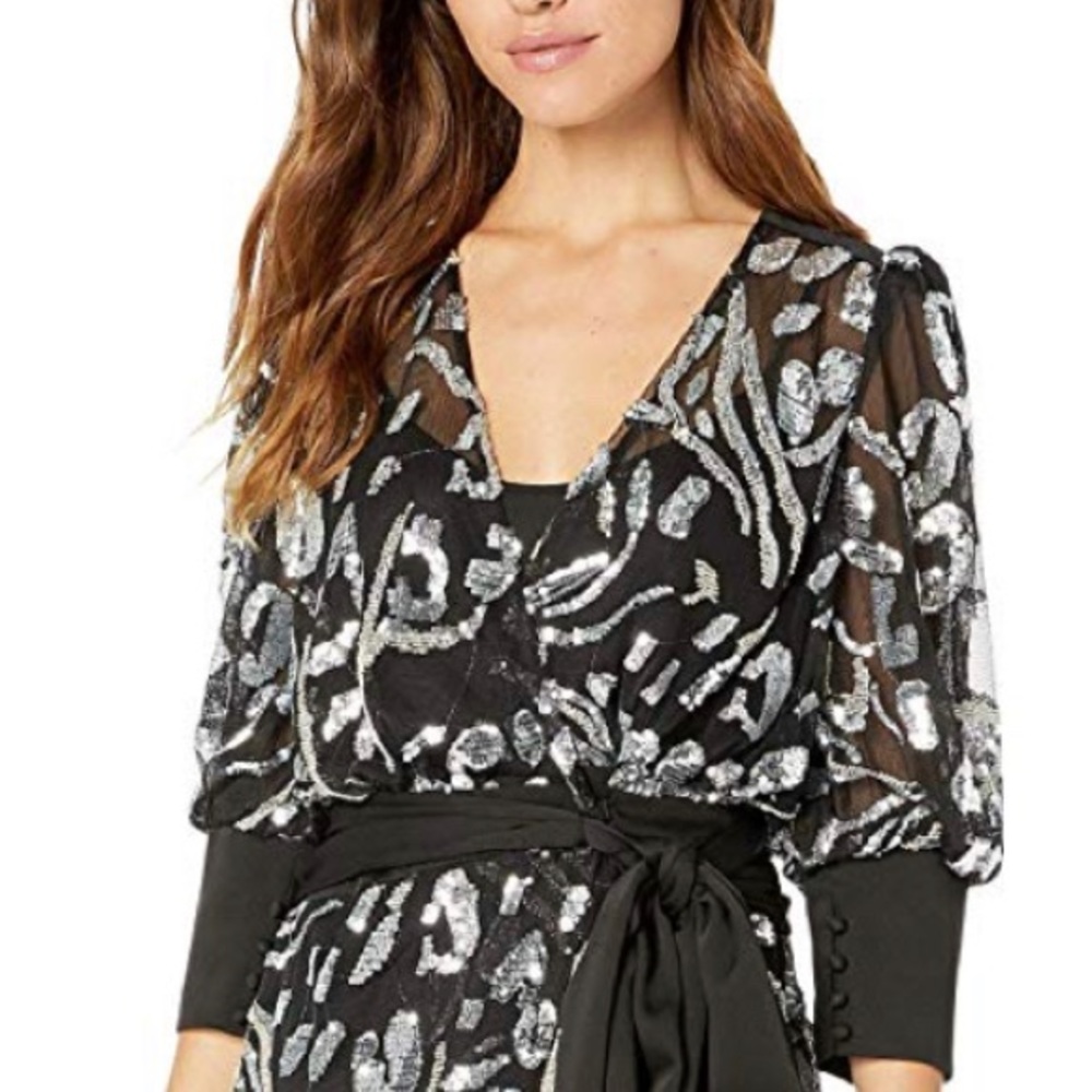 BCBG Long Sleeve Sequin Cocktail Dress